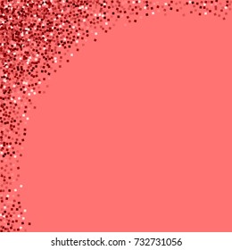 Red gold glitter. Abstract left top corner on pink background. Great vector illustration.