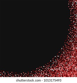 Red gold glitter. Abstract right bottom corner on black background. Curious vector illustration.