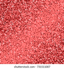 Red gold glitter. Abstract scattered pattern on pink background. Delicate vector illustration.