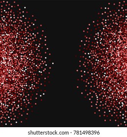 Red gold glitter. Abstract shape on black background. Gorgeous vector illustration.