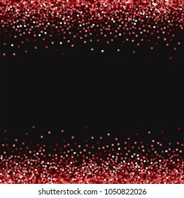Red gold glitter. Borders on black background. Neat vector illustration.