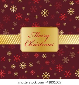 red and gold glitter christmas snowflake background with text box