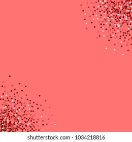 Red gold glitter. Circular corners on pink background. Extraordinary vector illustration.