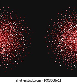 Red gold glitter. Half circles on black background. Radiant vector illustration.
