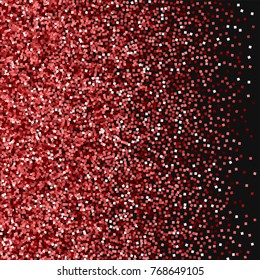 Red gold glitter. Left gradient on black background. Beautiful vector illustration.