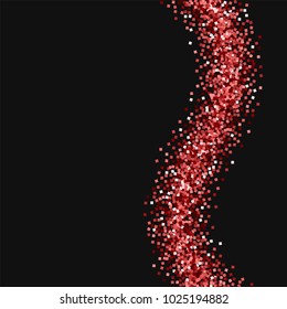 Red gold glitter. Right wave on black background. Delightful vector illustration.