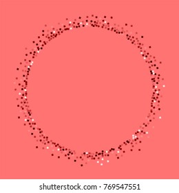 Red gold glitter. Round shape with red gold glitter on pink background. Stunning Vector illustration.