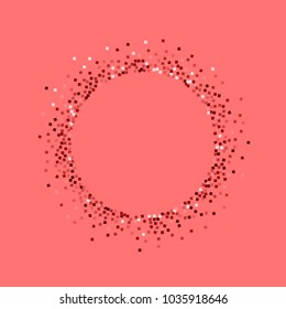 Red gold glitter. Small round shape on pink background. Captivating vector illustration.