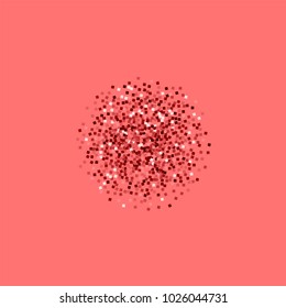 Red gold glitter. Small sphere on pink background. Fascinating vector illustration.