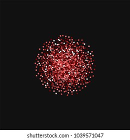 Red gold glitter. Small sphere on black background. Fantastic vector illustration.