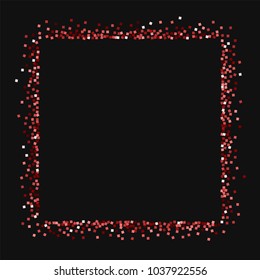 Red gold glitter. Square abstract shape on black background. Elegant vector illustration.