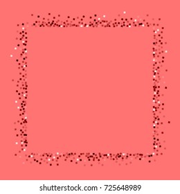 Red gold glitter. Square abstract shape on pink background. Excellent vector illustration.