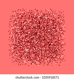 Red gold glitter. Square frame on pink background. Pretty vector illustration.