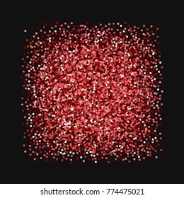 Red gold glitter. Square frame on black background. Outstanding vector illustration.