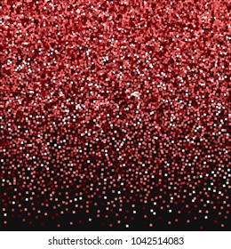 Red gold glitter. Top gradient on black background. Amazing vector illustration.