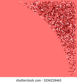 Red gold glitter. Top right corner on pink background. Terrific vector illustration.