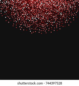 Red gold glitter. Top semicircle on black background. Divine vector illustration.
