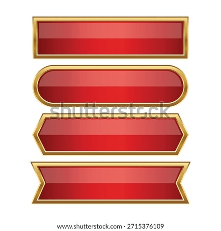 Red and Gold Glossy Buttons Vector Illustration