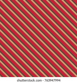 Red gold and green diagonal line striped Christmas pattern,  for gift wrapping paper and background