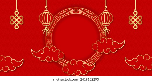 Red and gold happy chinese new year festival background