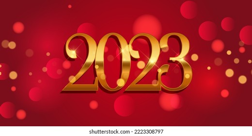 Red and gold Happy New Year banner design