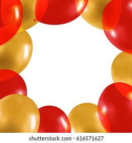 Red and gold heart frame vector illustration