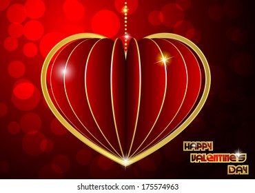 Red and gold heart on a red background