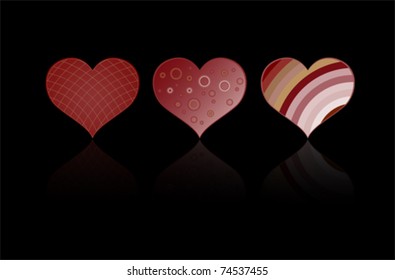 red gold hearts