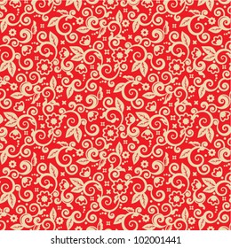 Red and gold holiday background, plus seamless pattern included in swatch palette ( for high res JPEG or TIFF see image 101894005 )