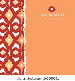 Red and gold ikat geometric frame square torn seamless pattern background