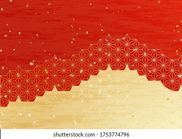 Red and gold Japanese traditional pattern background illustration