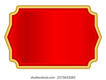 red gold label for banner, red luxury golden frame, red name plate