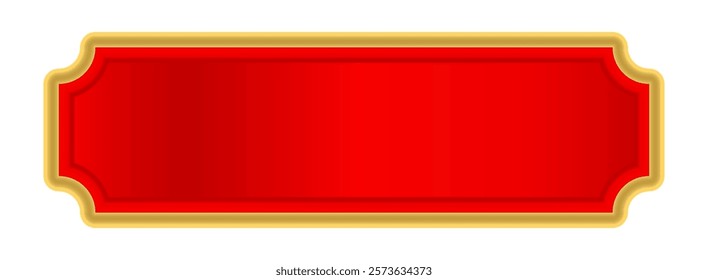 red gold label for banner, red luxury golden frame, red name plate