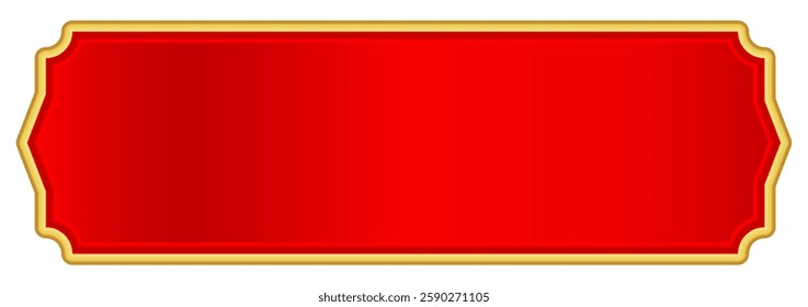 red gold label for banner, red luxury golden frame, red name plate