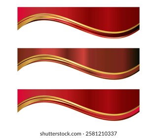 Red Gold Letterhead Header Divider Template Set 
