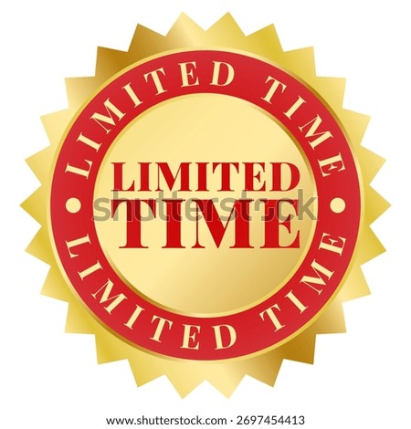 Red and Gold Limited Time isolated stamp, sticker, medal vector illustration