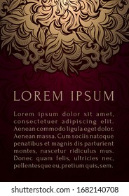 Vector de fondo de lujo rojo y dorado. Plantilla de la tarjeta de patrón real islámica paisley mandala. Diseño étnico para Ramadán, Navidad, Año Nuevo, salón de belleza, invitación a la boda, ahorrar la fecha