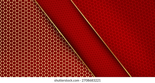 Fundo de luxo vermelho e ouro. Ilustração vetorial.