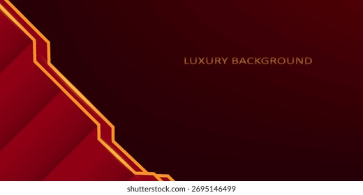 Fondo de Plantilla de lujo rojo y dorado con adorno, se puede utilizar para la invitación de boda premium, Anuncio, folleto dorado