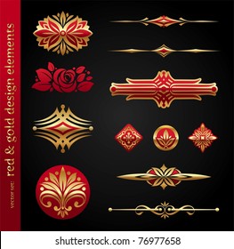 Red & gold luxury vector design elements