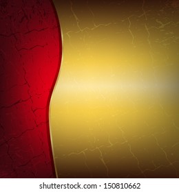 Red and gold metallic background with cracks. Place for your text