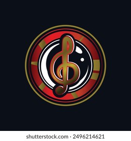 Red and gold music tone logo design concept