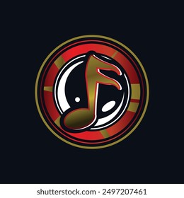 Red and gold music tone logo design branding