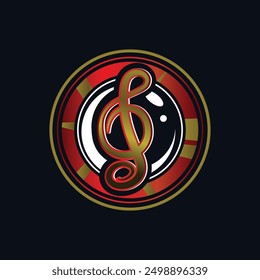 Red and gold music tone logo design template