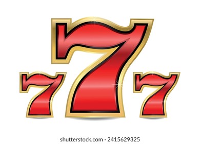  Red and gold number 777 on a white background. Vector illustration.