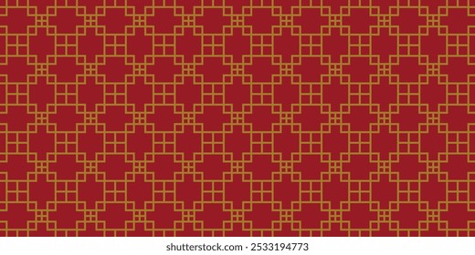 red gold oriental pattern design. chinese design style. thin line seamless vector pattern.