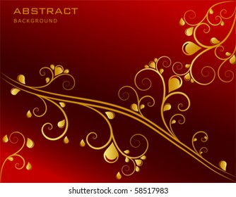 red and gold ornamental background, vector
