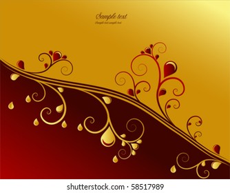 red and gold ornamental background, vector