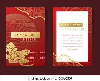 Red and Gold Pattern Invitation Template