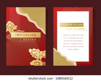 Red and Gold Pattern Invitation Template